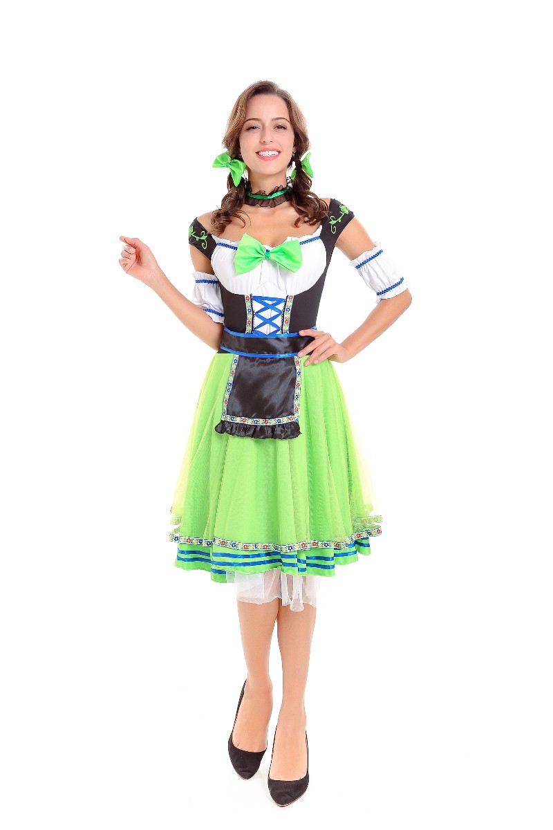 F1794-1 Green & Black Oktoberfest Beer Girl Costume Set